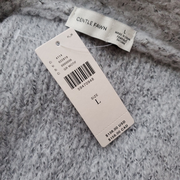 NWT Anthropologie Gentle Fawn Gray Black Striped Knit Eda Cardigan Size L - Picture 4 of 10